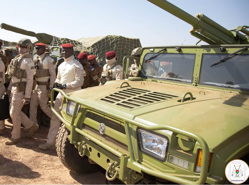 Burkina Faso Army CS/SM1 81 mm self-propelled mortars. (Photo by Présidence du Faso)