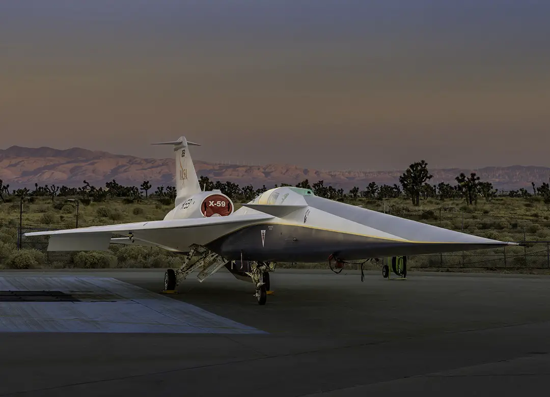 This is the X-59, a single-seat X-plane aiming to reduce the sound of the sonic boom to a mere thump. It opens the possibility for commercial supersonic flights over land, which has been prohibited since 1973.
