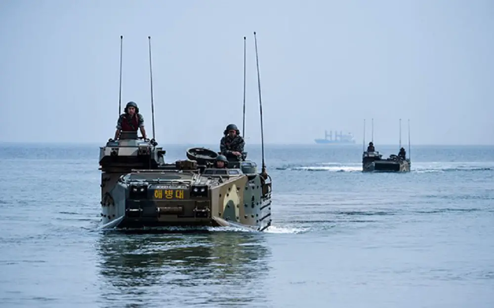 Republic of Korea Marine Corps KAAV-7A1 Amphibious Assault Vehicles. (Photo by ROKMC)