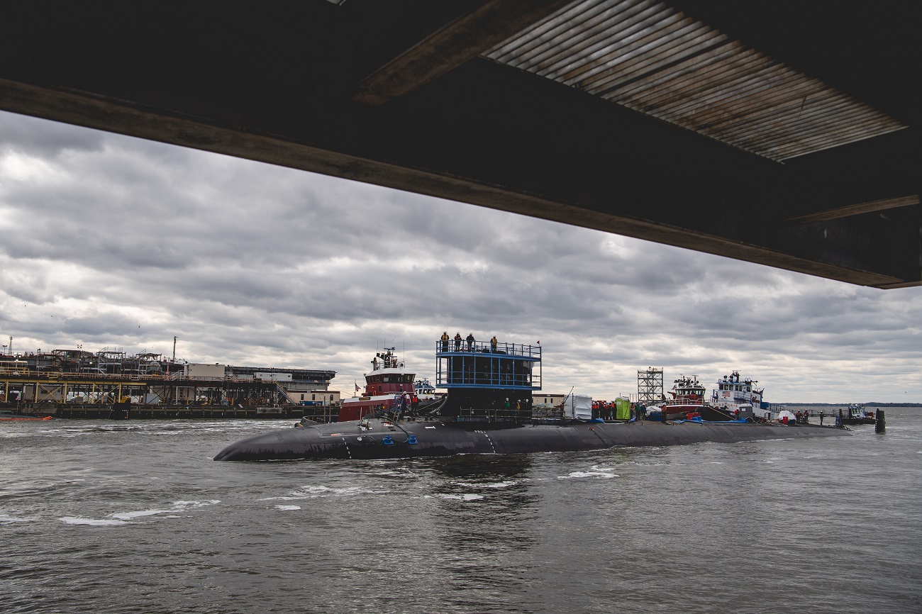 Virginia-class attack submarine Massachusetts (SSN 798) was recently launched into the James River at HII’s Newport News Shipbuilding division (Photo by Ashley Cowan/HII)