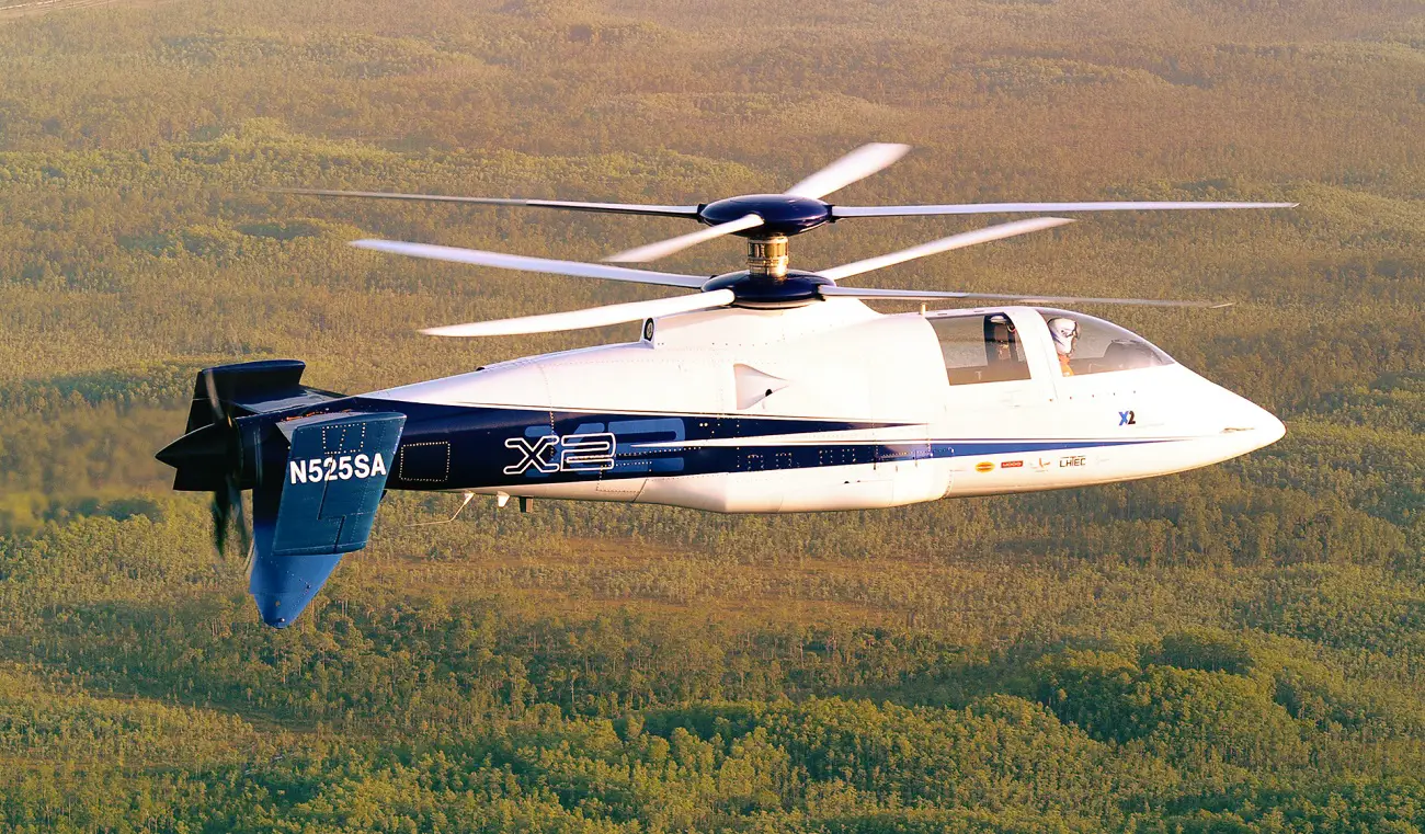 Sikorsky X2 experimental high-speed compound helicopter with coaxial rotors