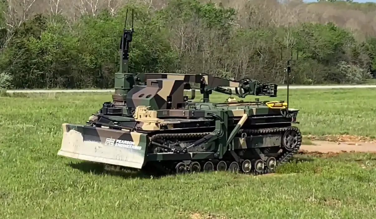 Robotic Combat Vehicle RCV-Pioneer with Obstacle Clearance Misson Pack. (Photo by Pearson Engineering)
