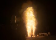 A Standard Missile-6 (SM-6) Dual II with Software Upgrade (SWUP) is launched from the USS Preble (DDG 88) off the coast of the Pacific Missile Range Facility in Kauai, Hawaii as part of Flight Test Aegis Weapon System-32 (FTM-32), held March 28, 2024.