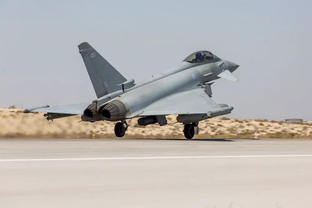 RAF Typhoons in action during the Spears of Victory exercise. (Photo by Crown Copyright)