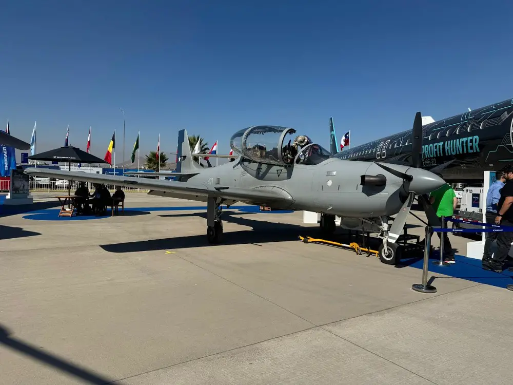 Chilean Air Force displays the light attack aircraft A-29 Super Tucano