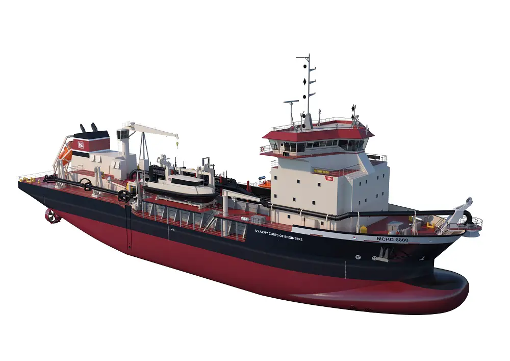 The new MCHD will have a maximum hopper capacity of 6,000 cubic yards (4,587.6 cubic metres) and a maximum dredging depth of 65 feet (19.8 metres). 