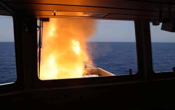 Royal Navy Air-defence Guided Missile Destroyer HMS Diamond Shoots Down Houthi Missile