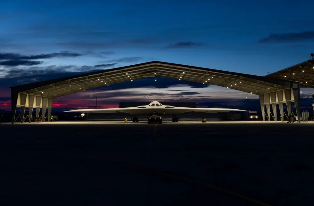 The B-21 Raider program is on track and continues flight testing at Northrop Grumman’s manufacturing facility on Edwards Air Force Base, California. The B-21 will have an open architecture to integrate new technologies and respond to future threats across the spectrum of operations.