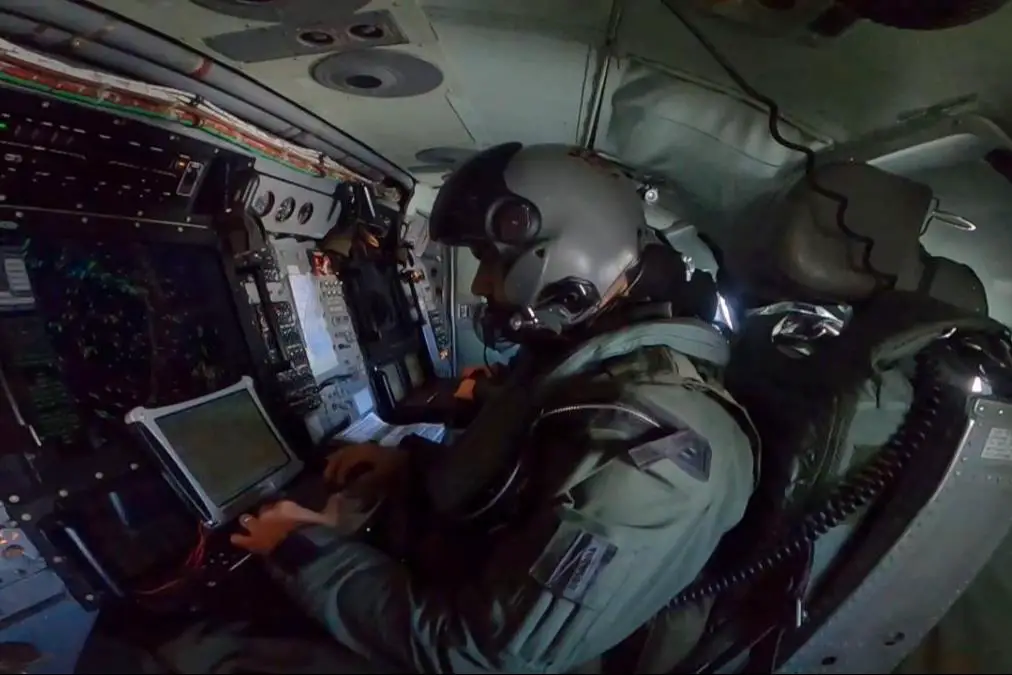 A crewmember of the French E2C Hawkeye inside the control aircraft supporting a mission during Neptune Strike 24-1. Photo courtesy French Navy.