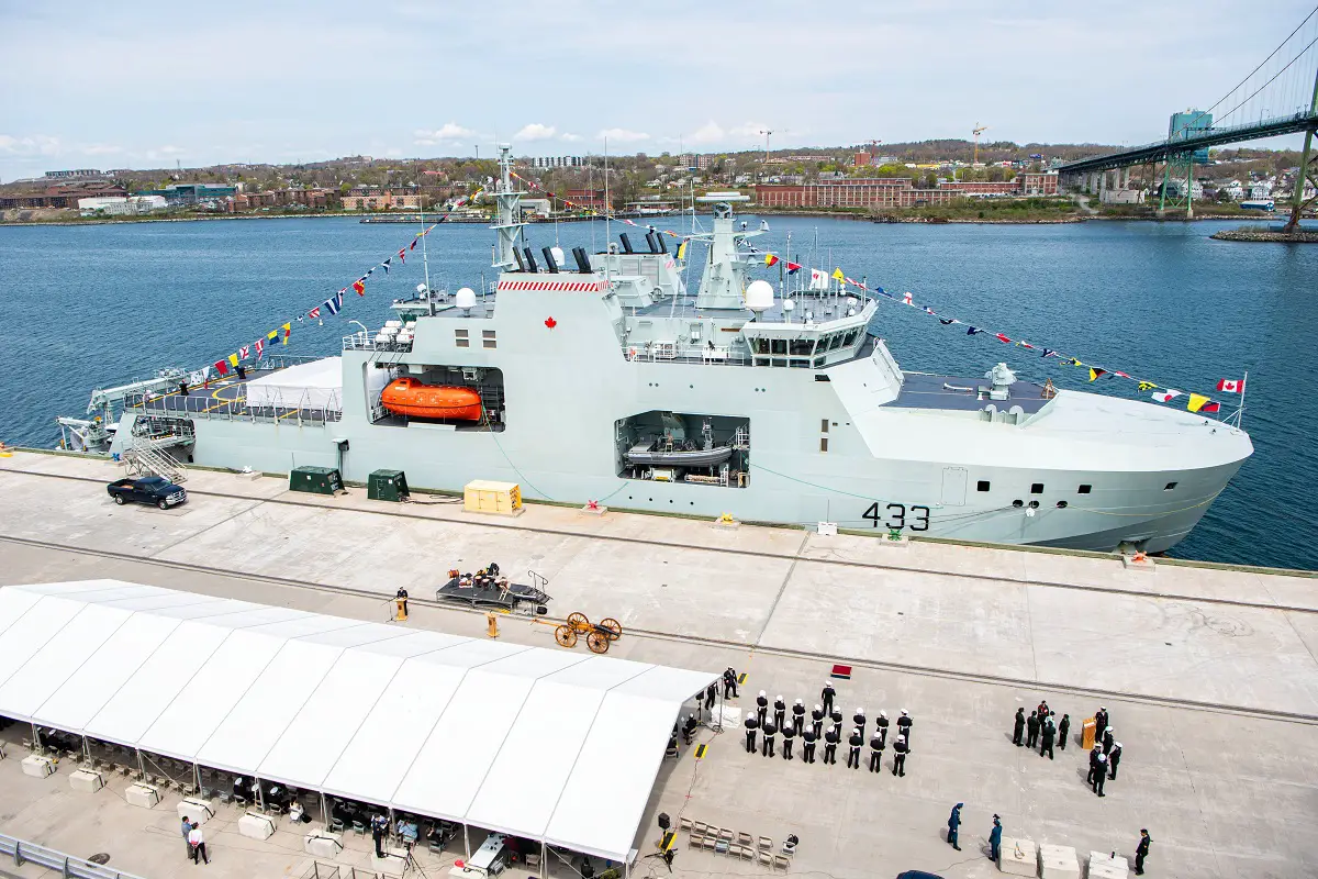 Royal Canadian Navy HCNS William Hall Arctic and Offshore Patrol Ship Commissioned Into Service