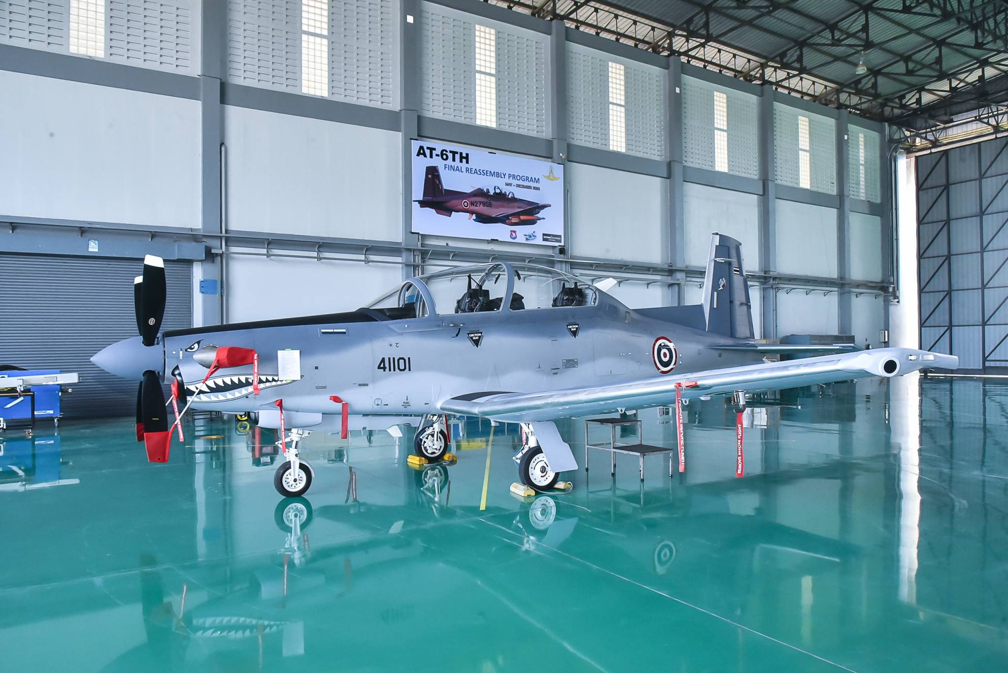 Royal Thai Air Force Reviews Final Reassembly of Beechcraft AT-6TH Wolverine at TAI