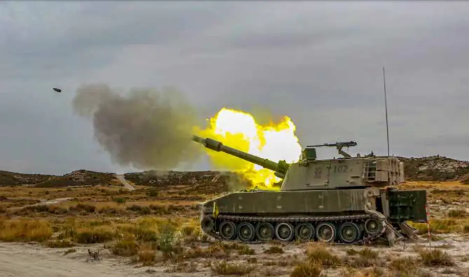 Spanish Army M109A5 155 mm turreted self-propelled howitzer