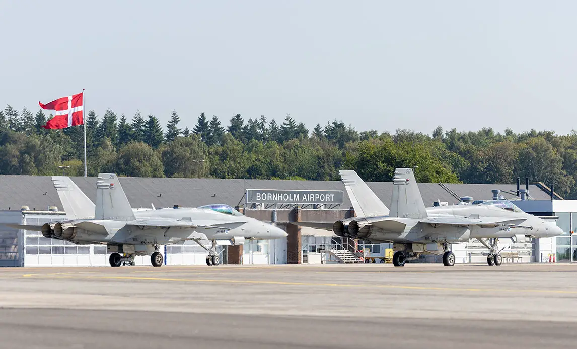 Finnish F/A-18 Fighter Jets Land on Bornholm for Joint Training Exercise with Denmark