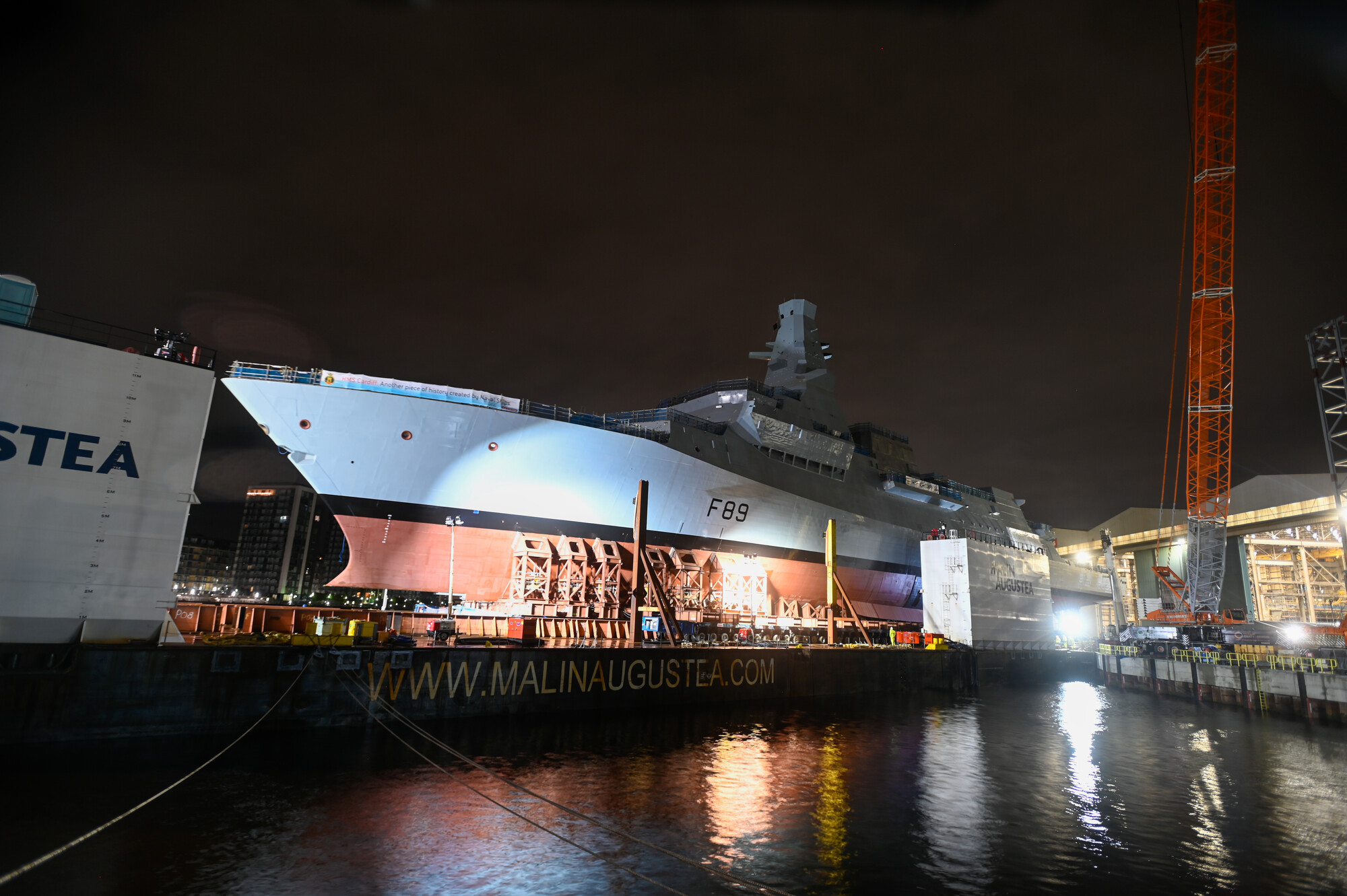 Royal Navy Type 26 City Class Frigate HMS Cardiff to Enter Water for First Time