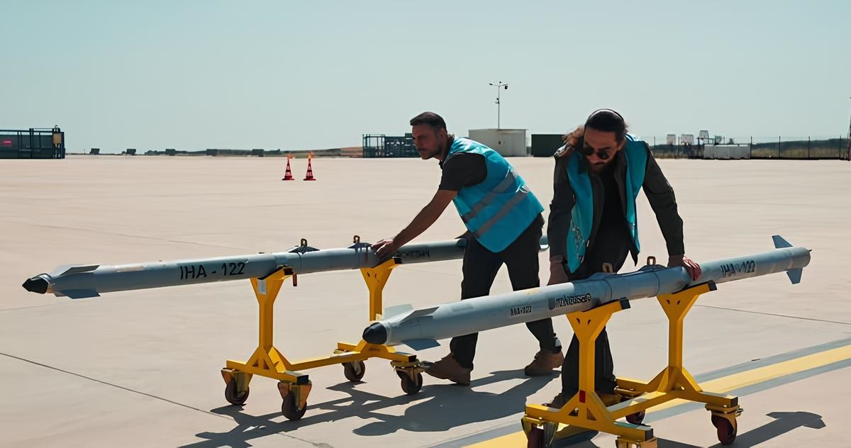 The Roketsan İHA-122 TV- and laser-guided air-to-surface missiles that were loaded on an aircraft for the test.  