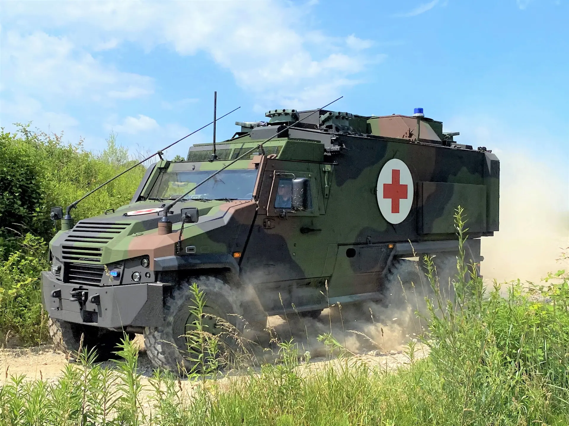 Eagle V 6×6 mgSanKfz Medium Protected Medical Vehicle. (Photo by GDELS)