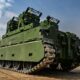 DOK-ING’s MV-8 KOMODO hybrid unmanned ground vehicle (UGV) with DND’s SKORPION2 Scatterable Anti-Tank System