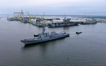 Flight III Destroyer Ted Stevens (DDG 128) Sails Away from HII’s Ingalls Shipbuilding