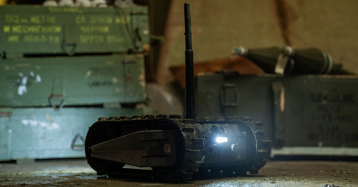 FirstLook 125 Throwable Recon Robot Advancements include common controller with Black Hornet® 4 nano-drone, enabling combined unmanned ground-air operations. (Photo by Teledyne FLIR Defense)