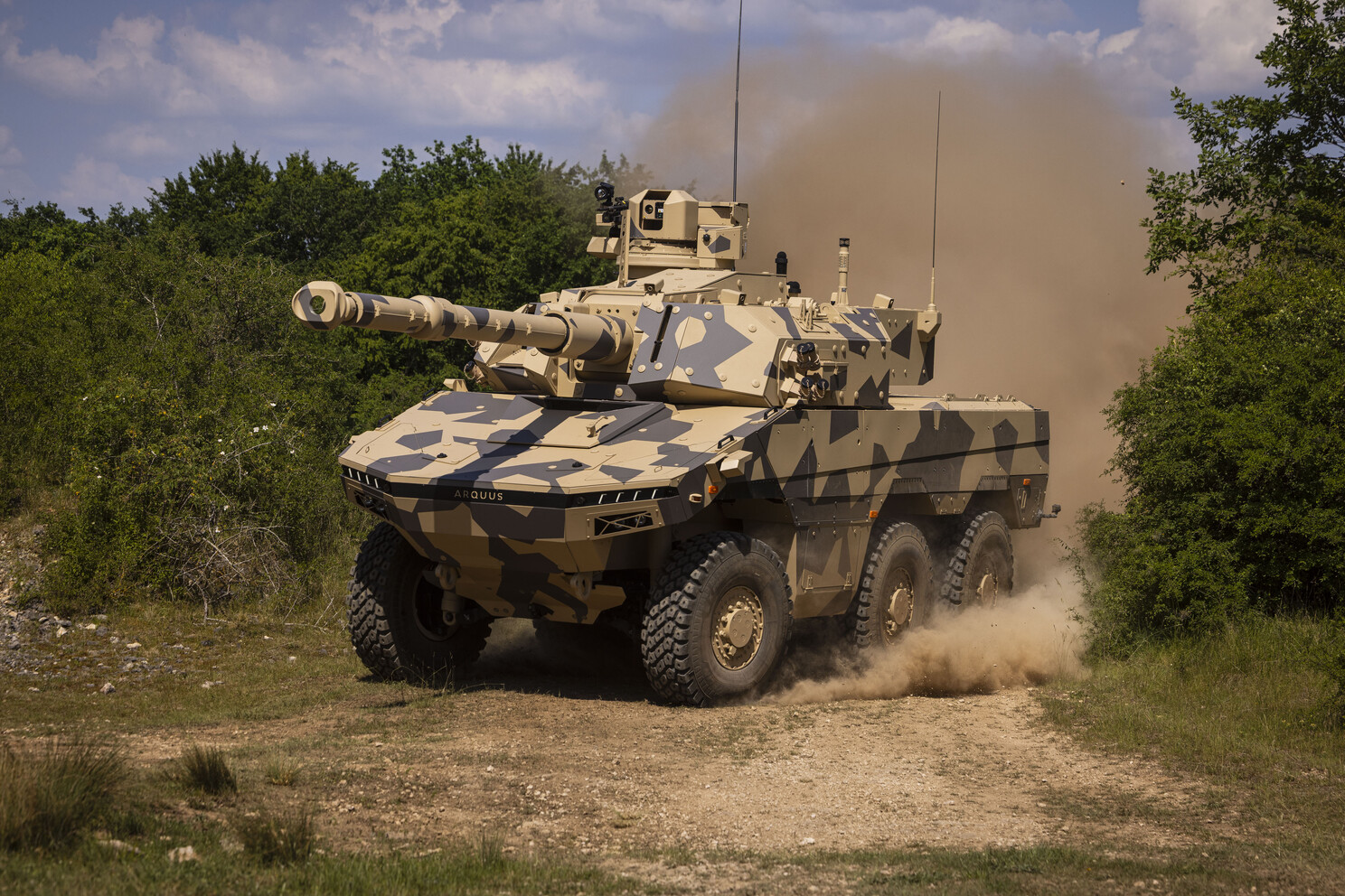 FENRIS 6x6 Armoured Vehicle with 105 mm Turret. (Photo by John Cockerill) 