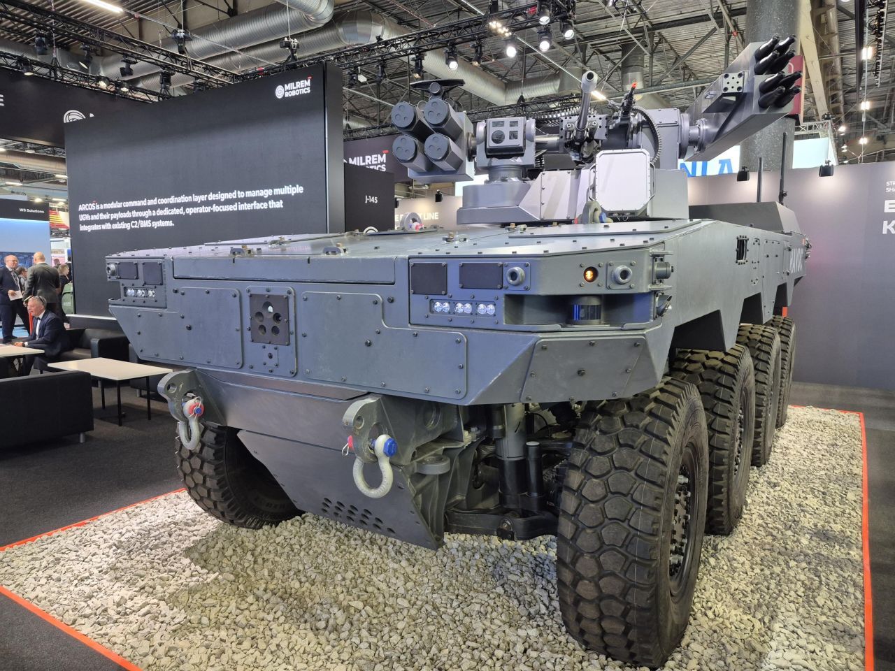 Milrem’s HAVOC 8x8 Robotic Combat Vehicle (RCV) integrated with Moog’s operationally proven Reconfigurable Integrated-Weapons Platform (RIwP)