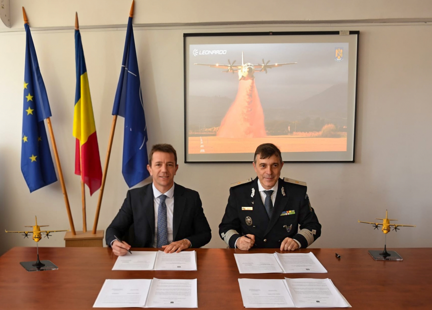 Romanian Ministry of Internal Affairs signs deal for two Next-Generation Leonardo C-27J Spartan tactical transport aircraft. (Photo by Leonardo)