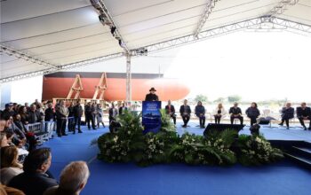 TKMS Celebrates the Launching of the Cunha Moreira Frigate (F202)