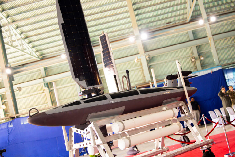 One of four Ocean Aero Triton autonomous underwater and surface vehicles displayed at the Philippine Navy’s Naval Operating Base Subic.