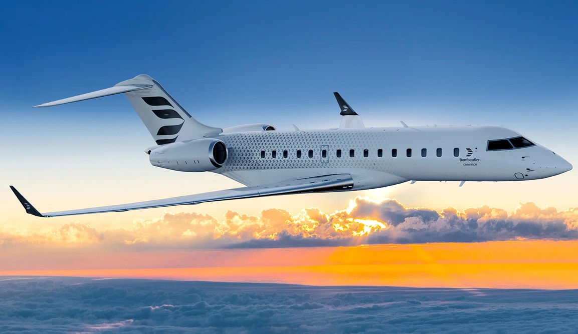Global 6500 large cabin long-range business jet.