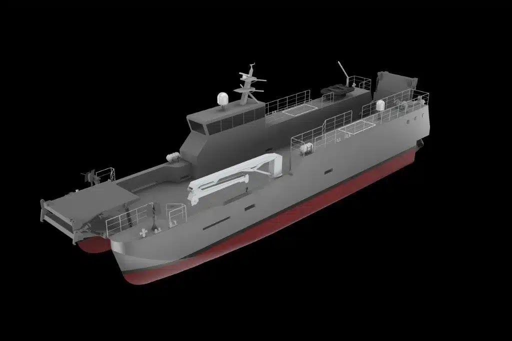 Illustration of the Nex-Generation High Speed Landing Craft (Photo by Japan Marine United Corporation)