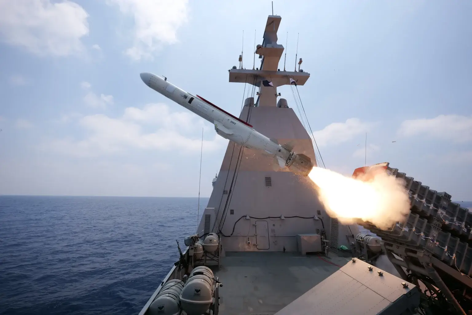 Blue Spear is an advanced and versatile 5th generation Surface to Surface Missile that performs long range precision strikes against ship and land targets in complex scenarios and all weather conditions.