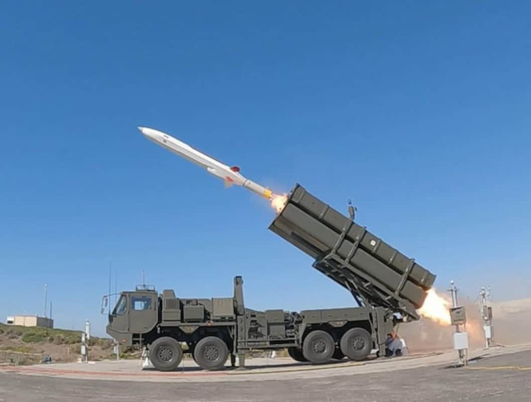 The improved Type 12 missile being launched from an operational-representative launch vehicle.