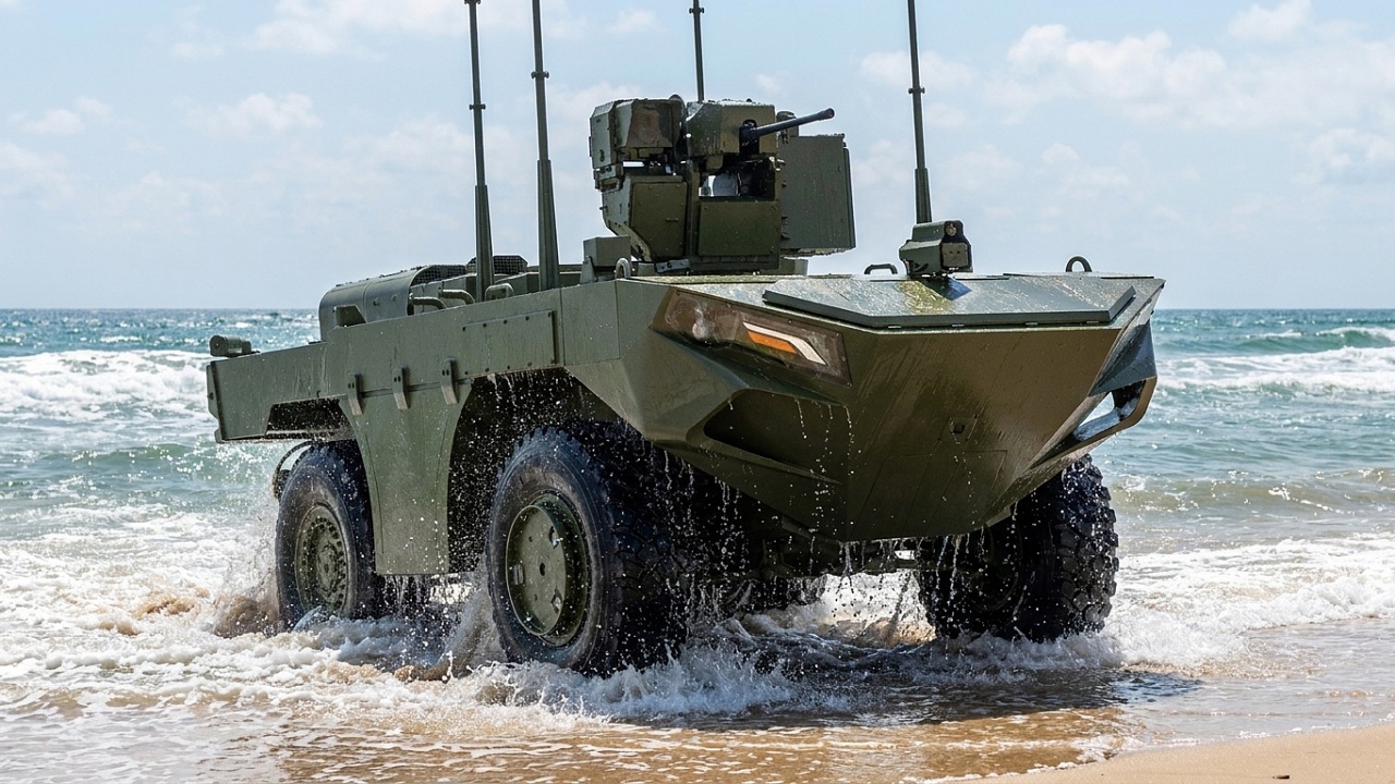 U-MAV Multi-Purpose Modular Unmanned Amphibious Vehicle. (Photo by FNSS)