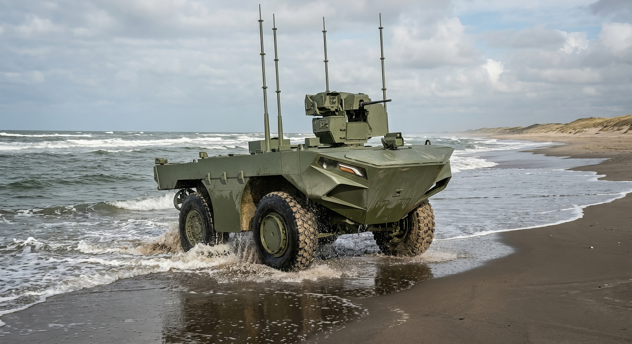 U-MAV Multi-Purpose Modular Unmanned Amphibious Vehicle. (Photo by FNSS)